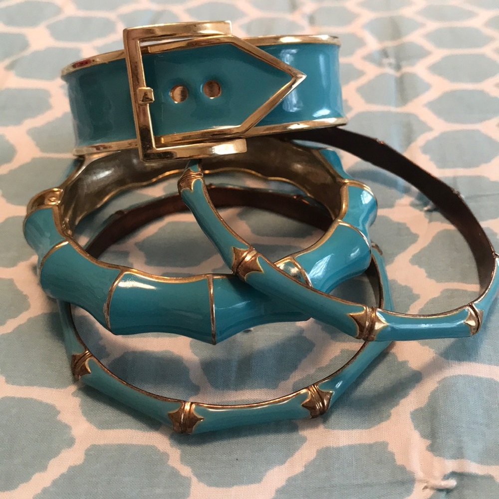 Old navy Enamel blue & gold fashion bracelet set